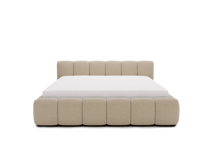 Polsterbett ohne Bettkasten mit Lattenrost 160x200 Cloud Low aus Bouclé-Stoff Dunkelbeige