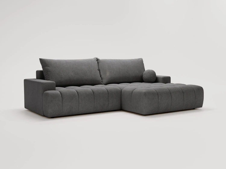 Ecksofa L-Form mit Schlaffunktion und Bettkasten Havi Rechts Graphit
