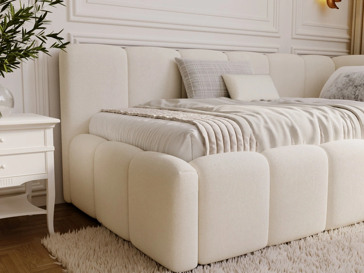 Jugendbett Einzelbett mit Bettkasten und Lattenrost 90x200 Cloud One Beige