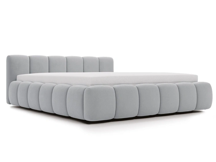 Polsterbett ohne Bettkasten mit Lattenrost 200x200 Cloud Low aus Samtstoff Grau