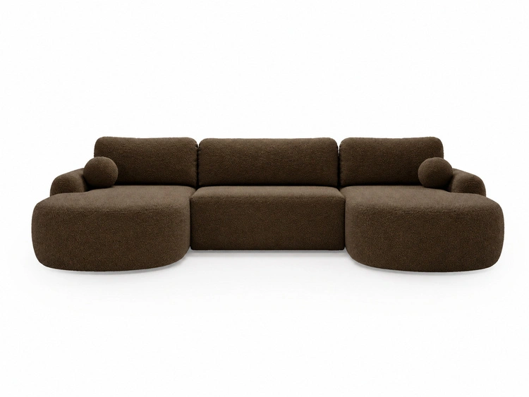 Wohnlandschaft mit Schlaffunktion und Bettkasten Aurio Braun