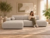 Ecksofa L-Form mit Schlaffunktion und Bettkasten Lisso Links Cremefarben