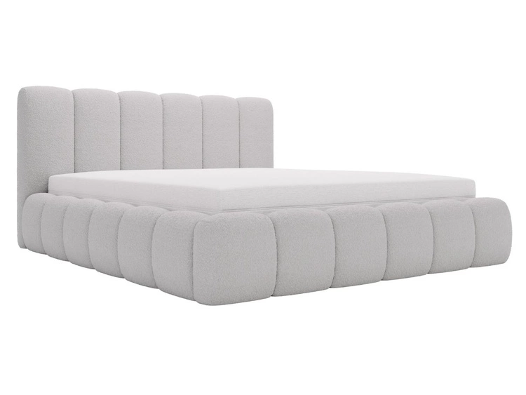 Polsterbett ohne Bettkasten mit Lattenrost 200x200 Cloud aus Bouclé-Stoff Hellgrau