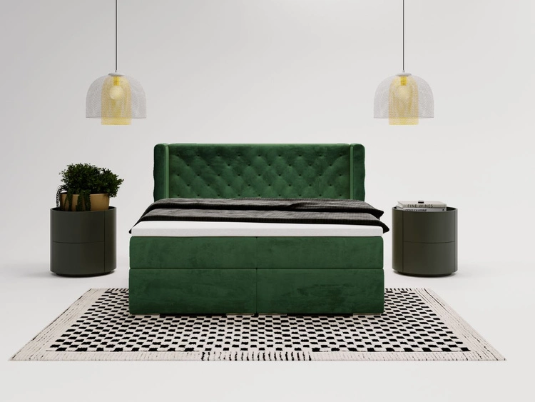 Boxspringbett mit Bettkasten 140x200 Lion Grün