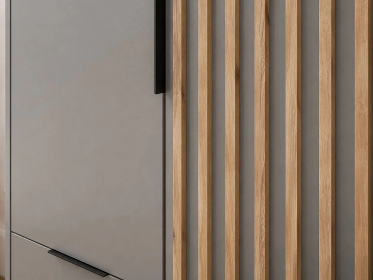 Kleiderschrank 105 cm Macron Grau, Artisan Eiche