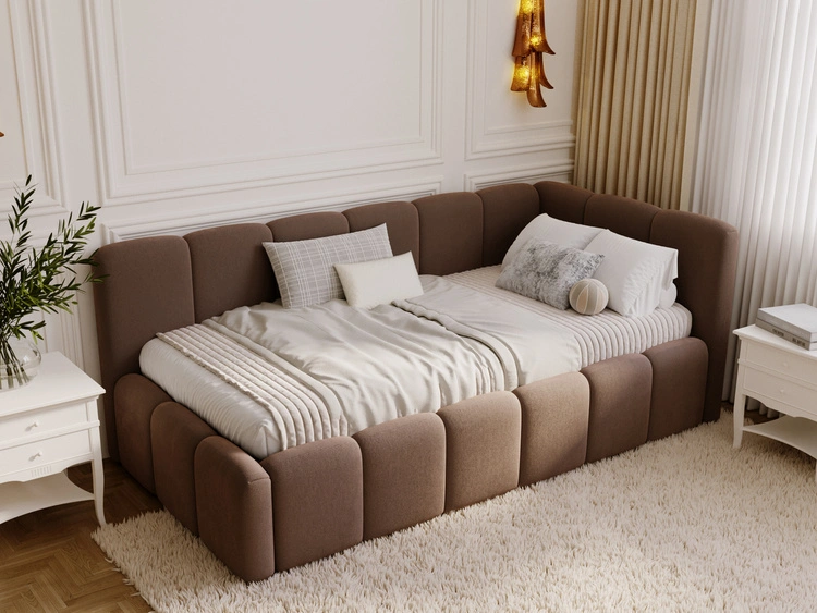 Jugendbett Einzelbett mit Bettkasten und Lattenrost 90x200 Cloud One Braun