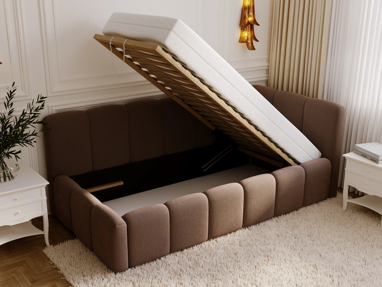 Jugendbett Einzelbett mit Bettkasten und Lattenrost 90x200 Cloud One Braun