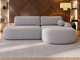 Ecksofa L-Form Rechts mit Schlaffunktion und Bettkasten Aurio O Grau