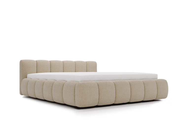 Polsterbett mit Bettkasten und Lattenrost 180x200 Cloud Low Bouclé-Stoff Dunkelbeige