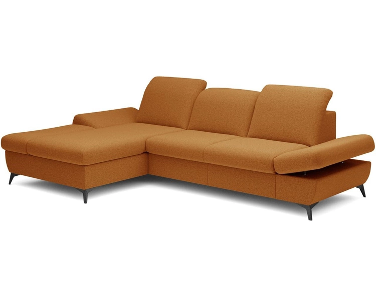 Ecksofa L-Form Links mit Schlaffunktion und Bettkasten Hannover Orange