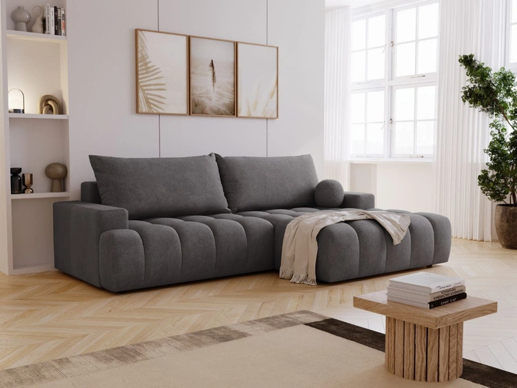 Ecksofa L-Form mit Schlaffunktion und Bettkasten Havi Rechts Graphit