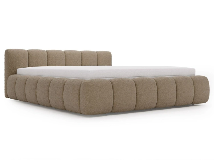 Polsterbett ohne Bettkasten mit Lattenrost 160x200 Cloud Low aus Bouclé-Stoff Braun