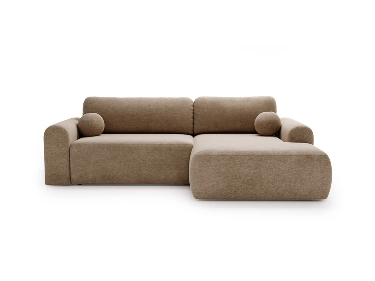Ecksofa L-Form mit Schlaffunktion und Bettkasten Savana Rechts Dunkelbeige