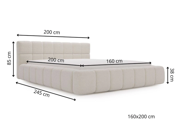 Polsterbett mit Bettkasten und Lattenrost 160x200 Alicante Boucle Beige