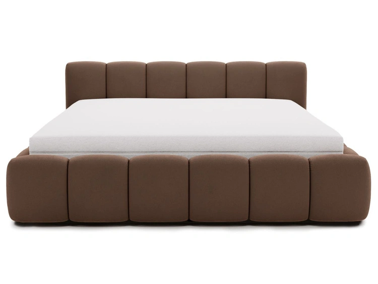 Polsterbett ohne Bettkasten mit Lattenrost 120x200 Cloud Low aus Samtstoff Braun