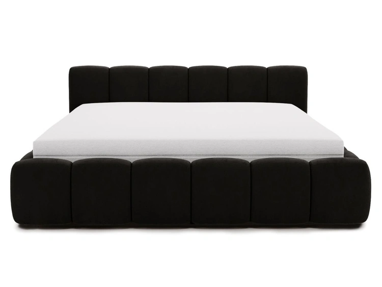 Polsterbett ohne Bettkasten mit Lattenrost 140x200 Cloud Low aus Samtstoff Schwarz