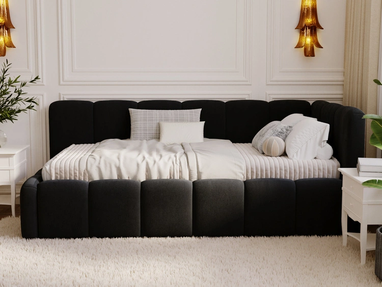 Jugendbett Einzelbett mit Bettkasten und Lattenrost 90x200 Cloud One Schwarz