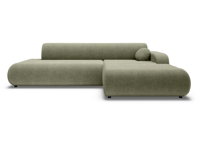 Ecksofa L-Form mit Schlaffunktion und Bettkasten Lisso Rechts Grün