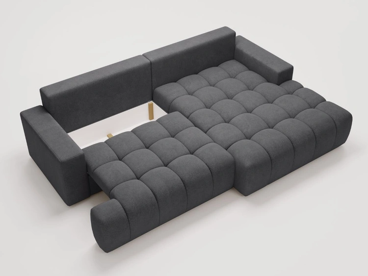 Ecksofa L-Form mit Schlaffunktion und Bettkasten Havi Rechts Graphit