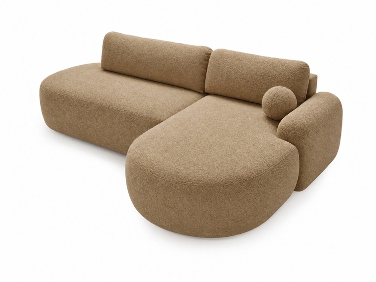 Ecksofa L-Form Rechts mit Schlaffunktion und Bettkasten Aurio O Hellbraun