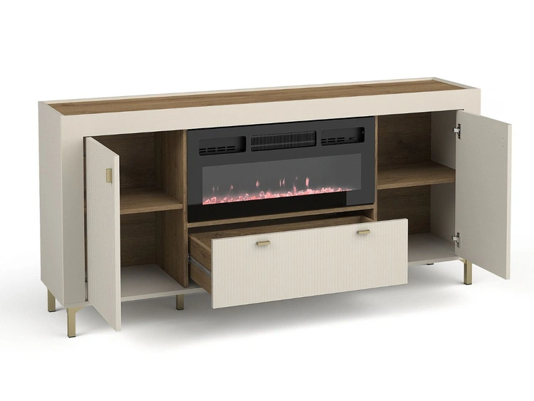 Kommode mit Türen, Schublade und Kamin Messina Kaschmir