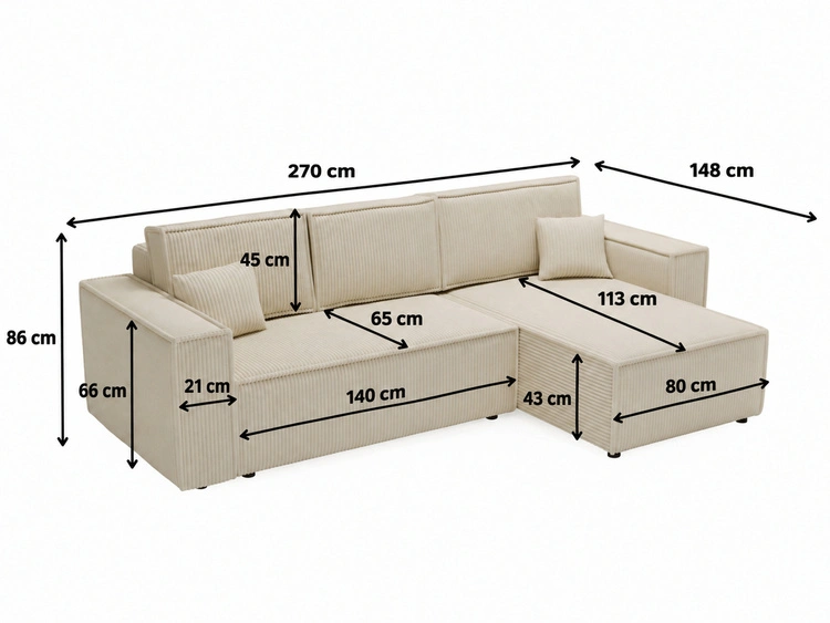 Ecksofa L-Form mit Schlaffunktion und Bettkasten Prato XL Dunkelgrau