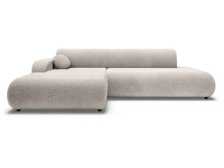 Ecksofa L-Form mit Schlaffunktion und Bettkasten Lisso Links Cremefarben