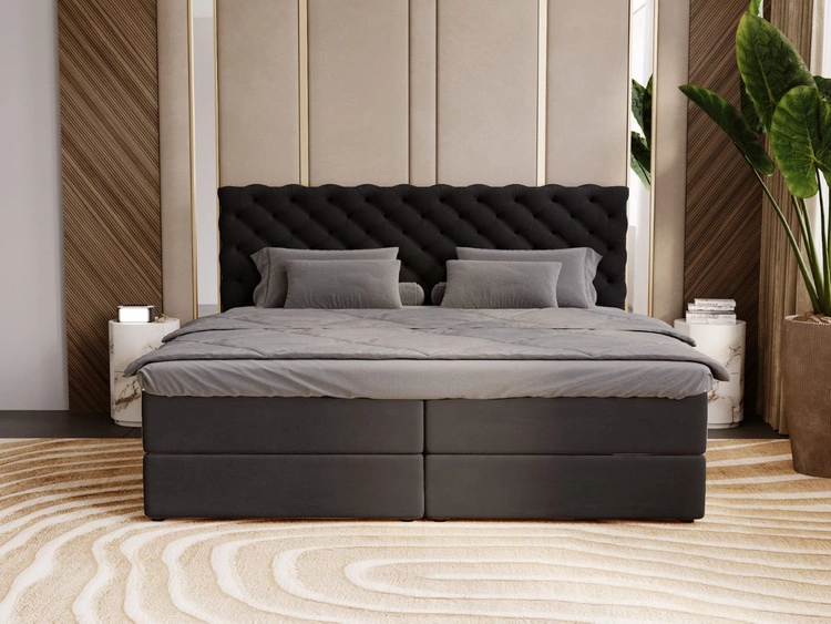 Boxspringbett mit Bettkasten 200x200 Bergamo Schwarz