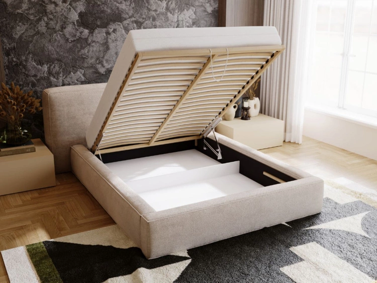 Polsterbett mit Bettkasten und Lattenrost 120x200 Monza Beige