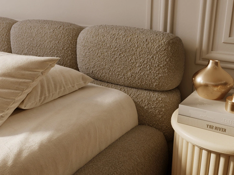 Polsterbett mit Bettkasten und Bettrost 200x200 Sweet Low Dunkelbeige