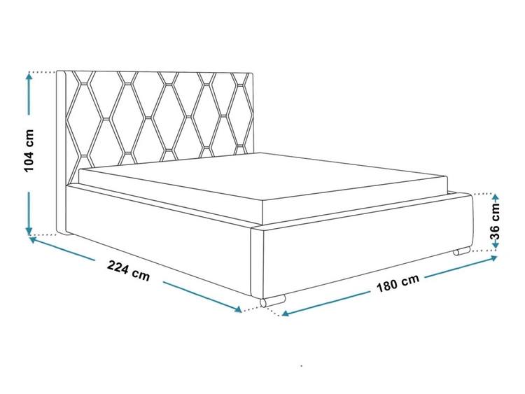 Polsterbett mit Bettkasten und Lattenrost 160x200 Tasso Dunkelblau