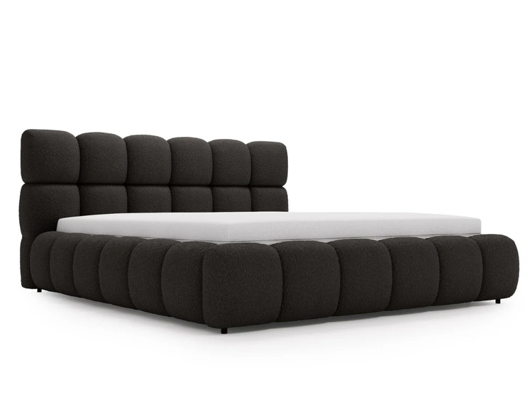 Polsterbett mit Bettkasten und Lattenrost 180x200 Modo aus Bouclé-Stoff Schwarz