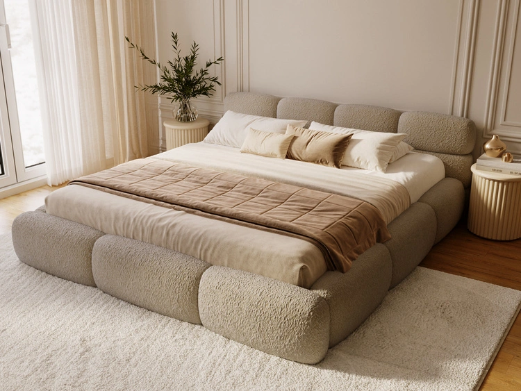 Polsterbett mit Bettkasten und Bettrost 120x200 Sweet Low Dunkelbeige