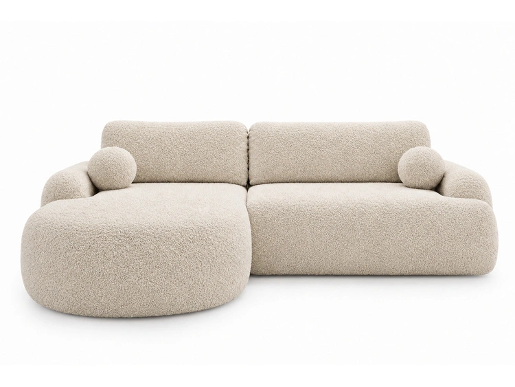 Ecksofa L-Form Links mit Schlaffunktion und Bettkasten Aurio Creme