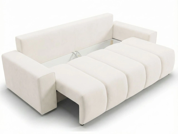 Schlafsofa mit Bettfunktion und Bettkasten Miro Creme