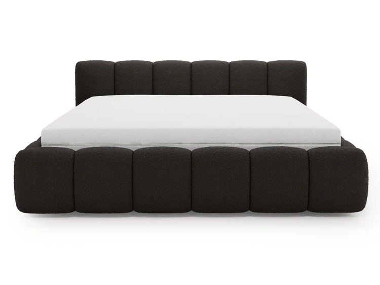 Polsterbett ohne Bettkasten mit Lattenrost 120x200 Cloud Low aus Bouclé-Stoff Schwarz