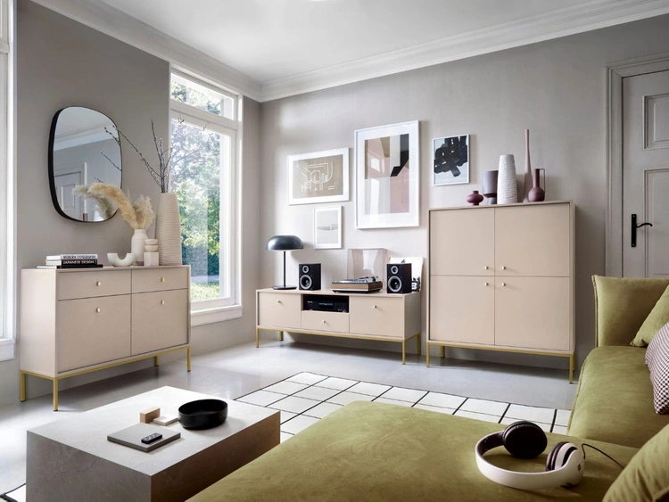 Türkommode mit Golden Metallbeinen Amor Beige