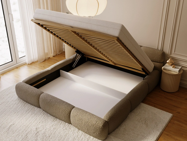 Polsterbett mit Bettkasten und Bettrost 120x200 Sweet Low Braun