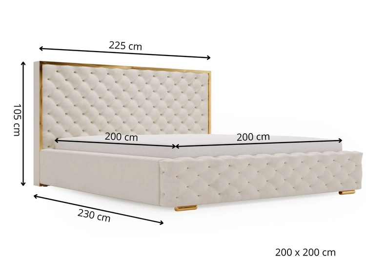 Polsterbett mit Bettkasten und Lattenrost 200x200 Wave Beige