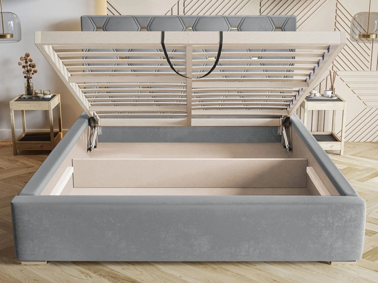 Polsterbett mit Bettkasten und Lattenrost 160x200 Tasso Grau