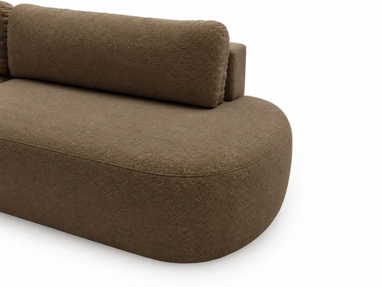 Ecksofa L-Form Links mit Schlaffunktion und Bettkasten Aurio O Braun