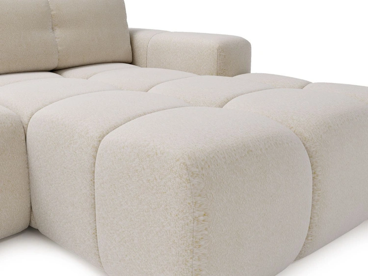 Ecksofa L-Form Rechts mit Schlaffunktion und Bettkasten Montero Creme