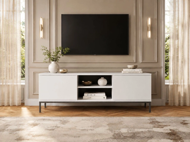 TV-Lowboard mit Türen 150 cm Soroko Weiß