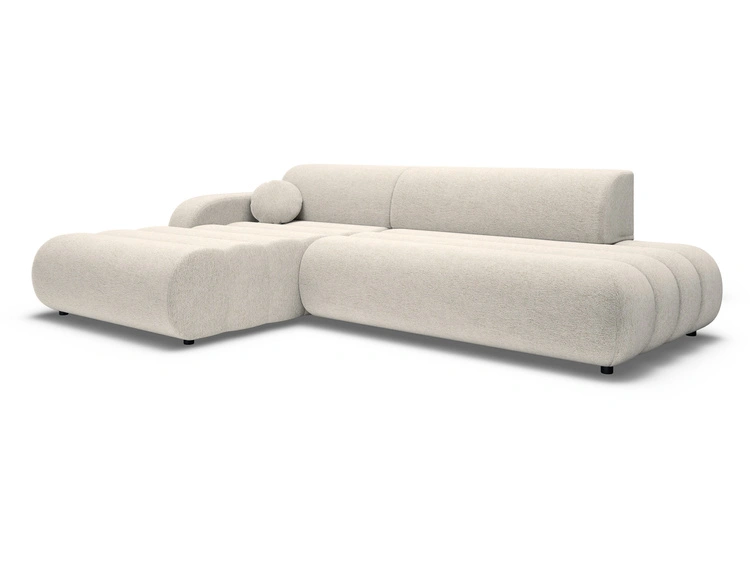 Ecksofa L-Form mit Schlaffunktion und Bettkasten Lisso Links Beige