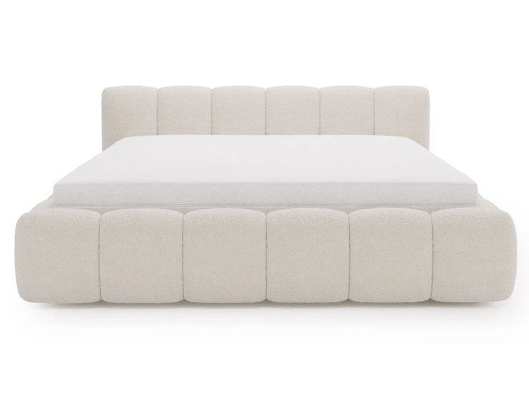 Polsterbett ohne Bettkasten mit Lattenrost 140x200 Cloud Low aus Bouclé-Stoff Beige