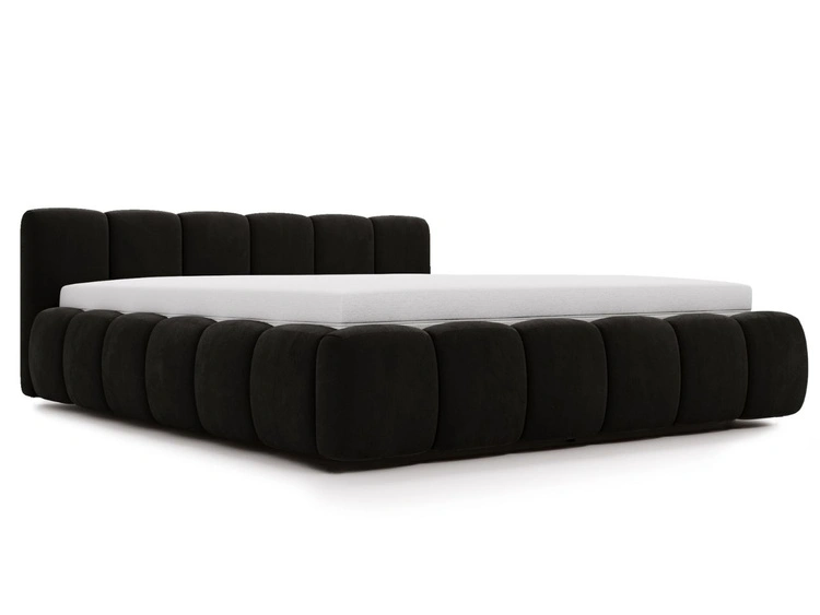 Polsterbett ohne Bettkasten mit Lattenrost 160x200 Cloud Low aus Samtstoff Schwarz
