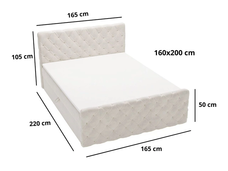 Boxspringbett mit Bettkasten 160x200 Lunaris Hellgrau