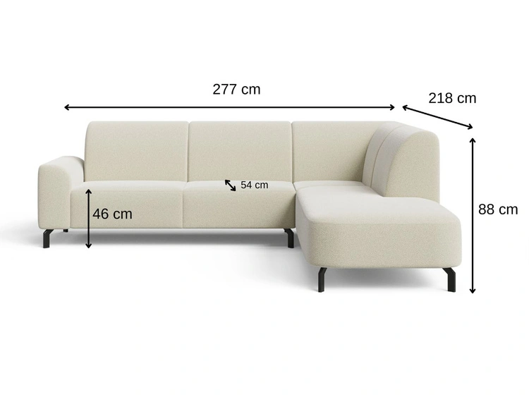 Ecksofa L-Form Rechts Regento Bouclé-Stoff Beige