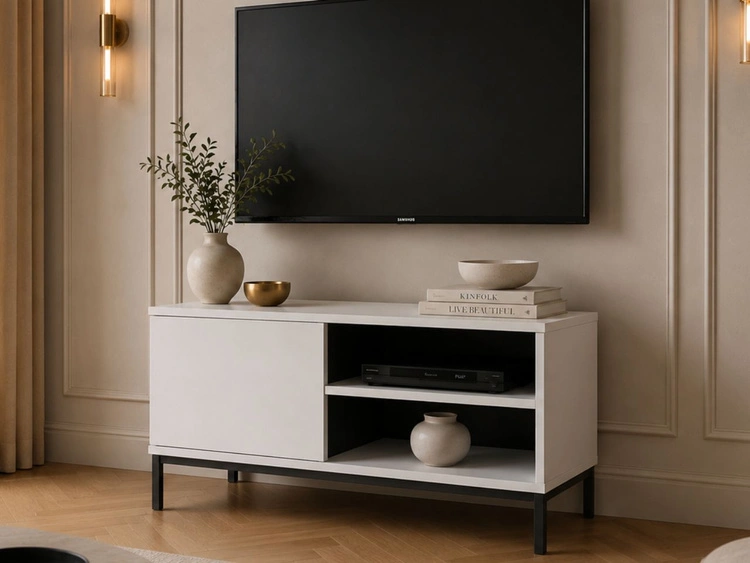 TV-Lowboard mit Türen 100 cm Soroko Weiß