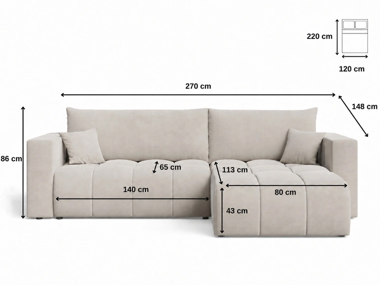 Ecksofa L-Form mit Schlaffunktion und Bettkasten Neva Dunkelgrau